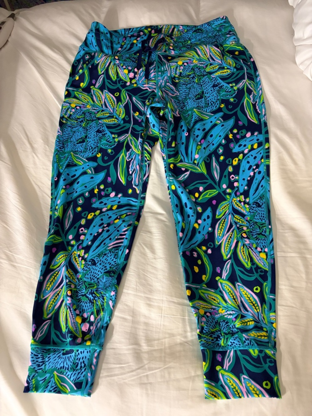 Lilly Pulitzer Tropical Floral Drawstring Lounge Pants - Navy & Teal